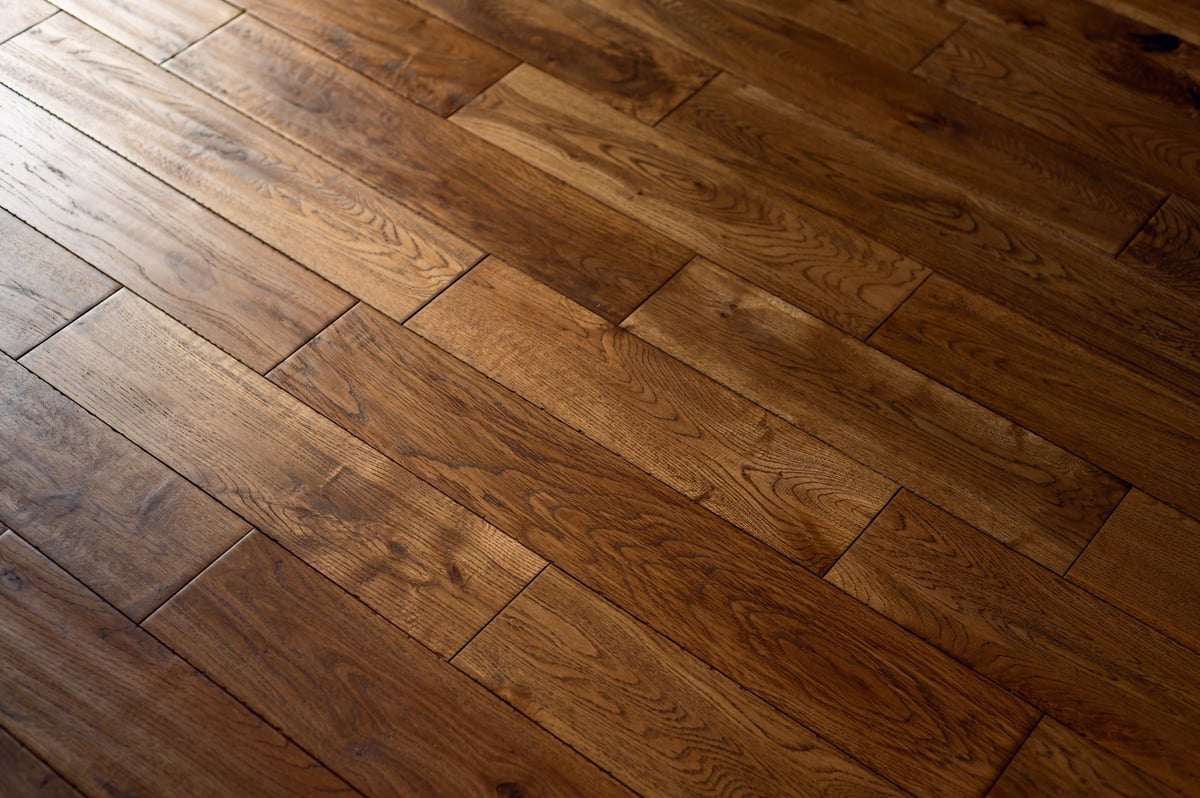 New hardwood flooring installed in a bright room